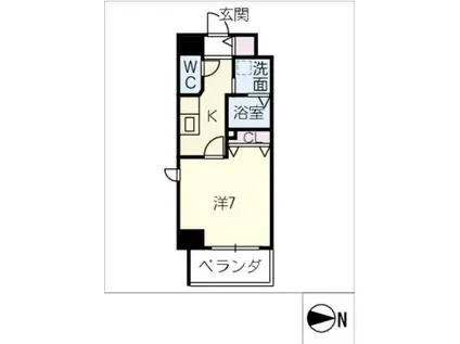 プレイズシード車道アベニュー(1K/4階)の間取り写真