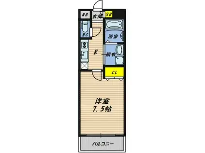 なんば・プレミアムグレース(1K/9階)の間取り写真