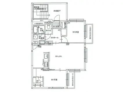 リアン横濱宮田町(2LDK/3階)の間取り写真