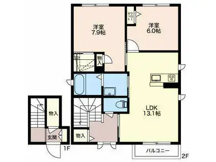 クリス バークレイ(2LDK/2階)の間取り写真