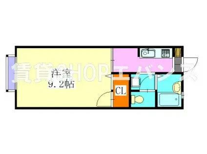 レジデンス三山II(1K/2階)の間取り写真