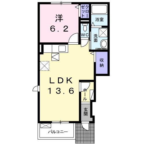 ボンヌ・シャンスII(1LDK/1階)の間取り写真