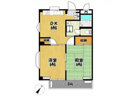 スズランハイツ(2DK/3階)の間取り写真