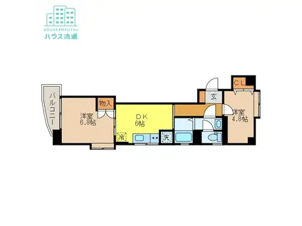 タウンコート中町(2DK/8階)の間取り写真