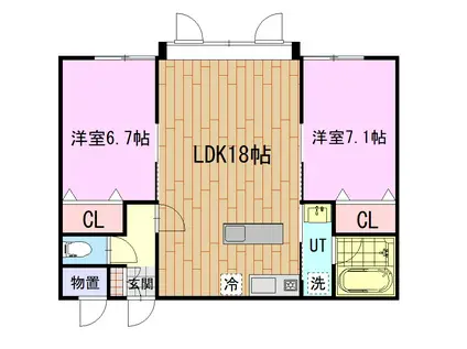 ロピュール(2LDK/1階)の間取り写真