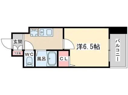 ホープシティー天神橋(1K/2階)の間取り写真