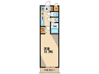 ブラン ノワール(1K/2階)の間取り写真