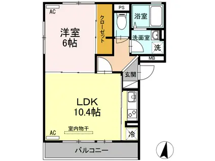 D-ROOM桜町 D棟(1LDK/3階)の間取り写真