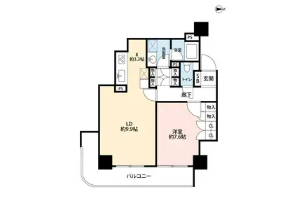 コンセールタワー所沢(1LDK/3階)の間取り写真