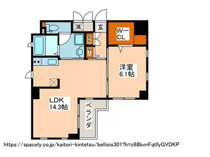 ベルイシス(1LDK/4階)の間取り写真