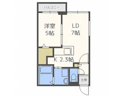 フェスタリア札幌(1LDK/4階)の間取り写真