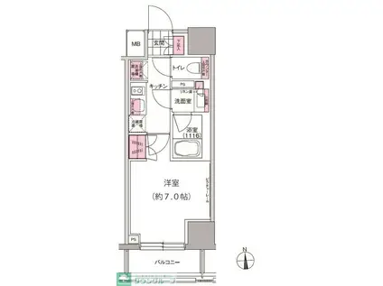 プレジリア東日本橋(1K/12階)の間取り写真