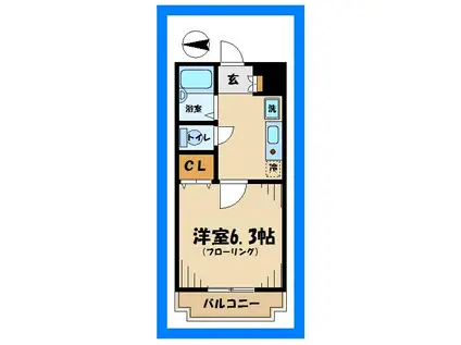 HGS府中イースト(1K/2階)の間取り写真