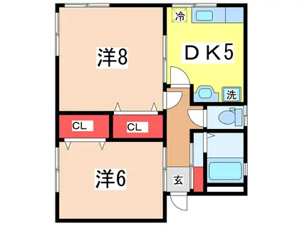 竹内アパート(2DK/2階)の間取り写真