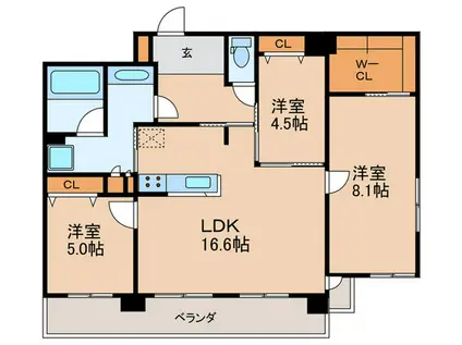 THE TEN GOOD 祖原II(3LDK/3階)の間取り写真
