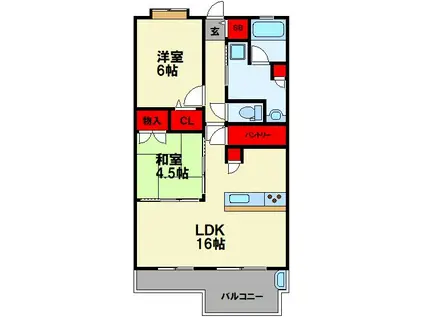 ザ・スカイタワー20新飯塚駅(2LDK/11階)の間取り写真