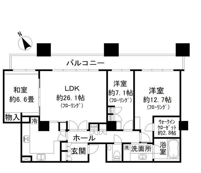 東京ツインパークスレフトウィング(3LDK/45階)の間取り写真