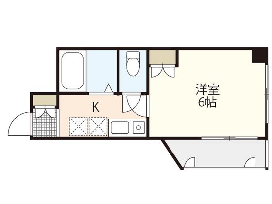 第6ガーデン(1K/2階)の間取り写真