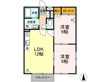 ウェスティンハウス(2LDK/2階)の間取り写真