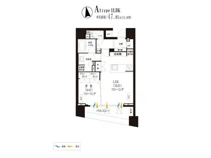 ザ・ミッドハウス蒲田(1LDK/11階)の間取り写真