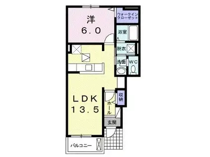 ボナールハイムII(1LDK/1階)の間取り写真
