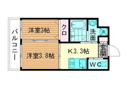 ネストピア平尾駅前(2K/6階)の間取り写真