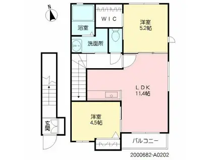 LIEN・CIELO(2LDK/2階)の間取り写真