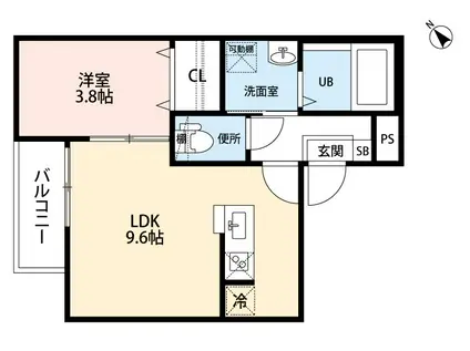 アラウンドスカイ(1LDK/2階)の間取り写真