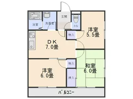 柴マンション南(3DK/2階)の間取り写真