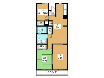 西山第9エルム大倉山(3LDK/4階)の間取り写真