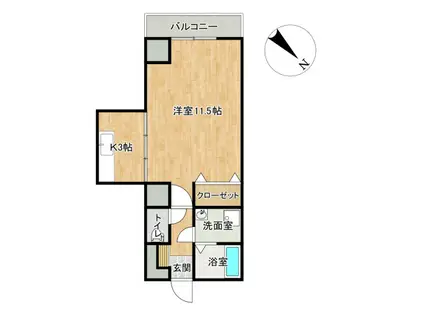 アスールI(1K/6階)の間取り写真