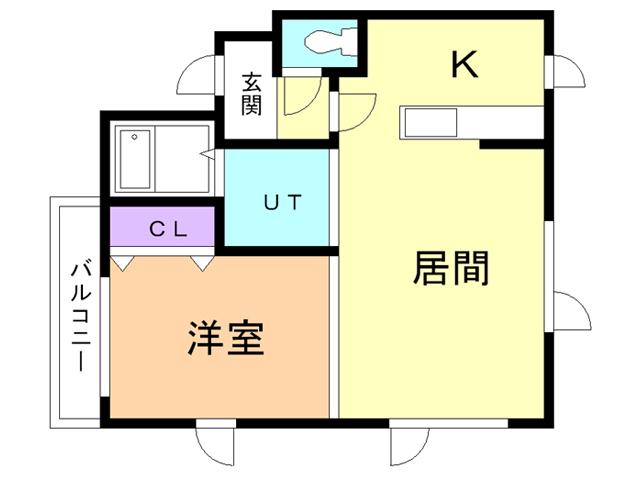 クリスタルハイツ(1LDK/3階)の間取り写真