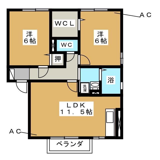 プリマベーラA(2LDK/1階)の間取り写真