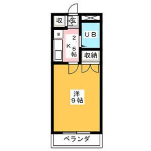 シャトー大根(1K/4階)の間取り写真