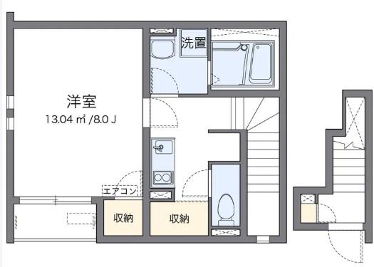 クレイノけやき(1K/2階)の間取り写真