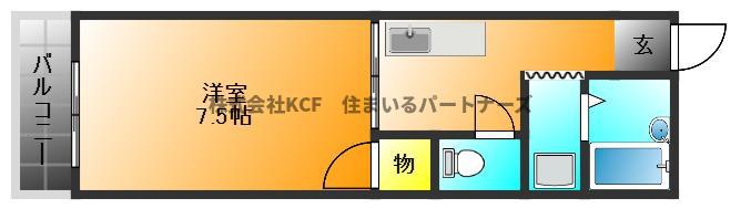 カーサ櫛原(1K/2階)の間取り写真