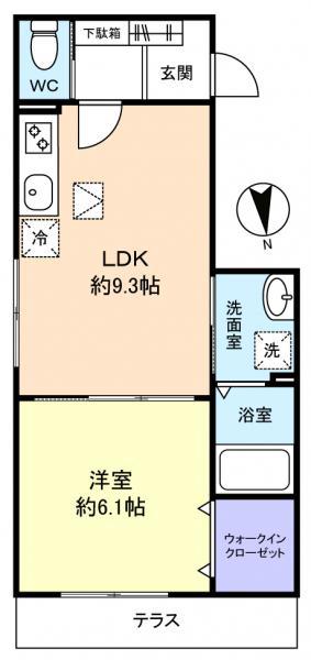PLAISIR(1LDK/1階)の間取り写真