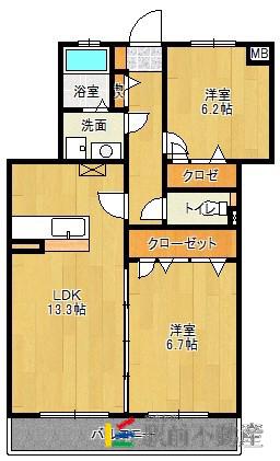 ステラヴァン(2LDK/1階)の間取り写真