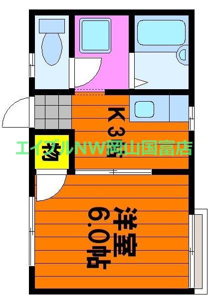 コーポK(1K/2階)の間取り写真
