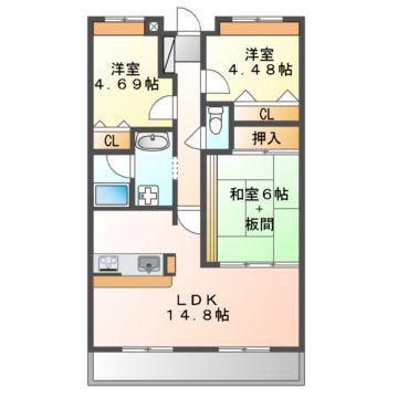 アーバンヒルズ千里(3LDK/6階)の間取り写真