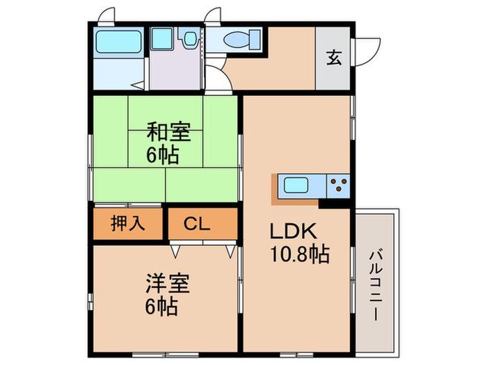 イーズコート桂II(2LDK/1階)の間取り写真