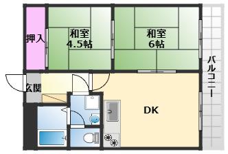 シャトーラベニヤ宮川(2DK/1階)の間取り写真
