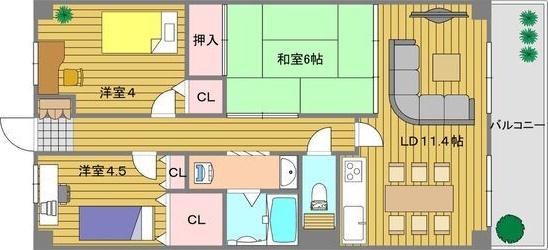 アソシアード御幣島(3LDK/3階)の間取り写真