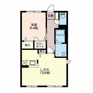 エミネンスグリーン(1LDK/1階)の間取り写真