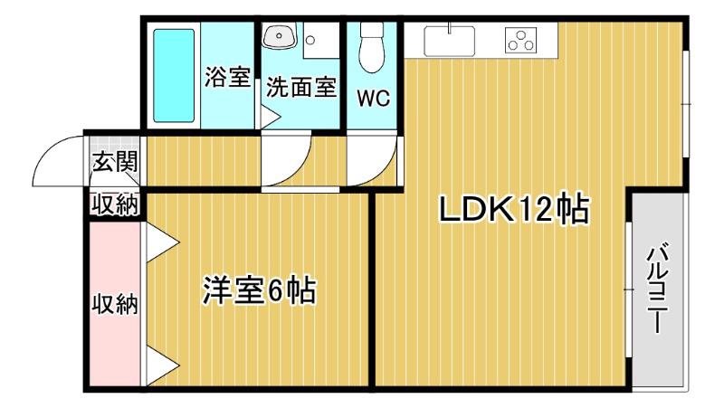 シャンボール滝川(1LDK/2階)の間取り写真