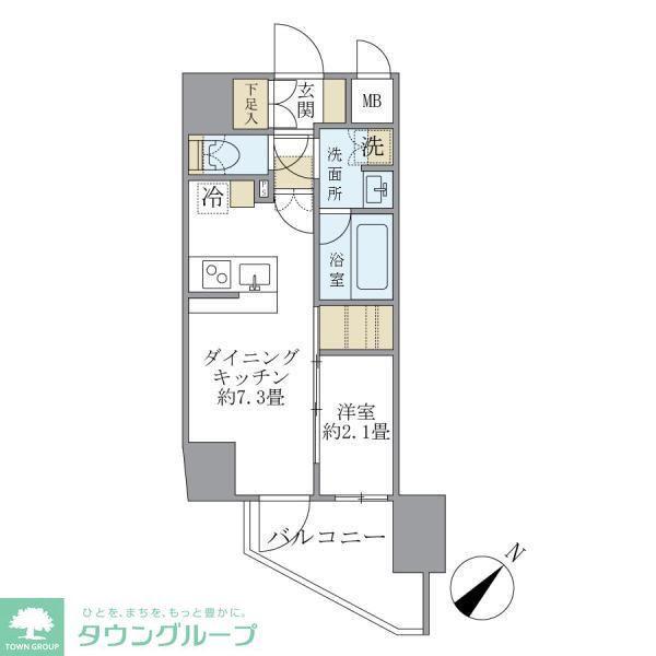 アジールコート町屋(1DK/14階)の間取り写真