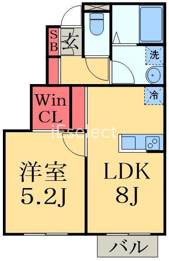 ドールヒルズA棟(1LDK/1階)の間取り写真