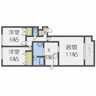 デュクラージュ(2LDK/4階)の間取り写真