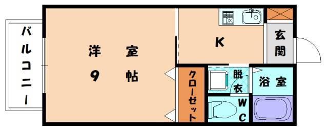 橘倶楽部 弐番館(1K/1階)の間取り写真