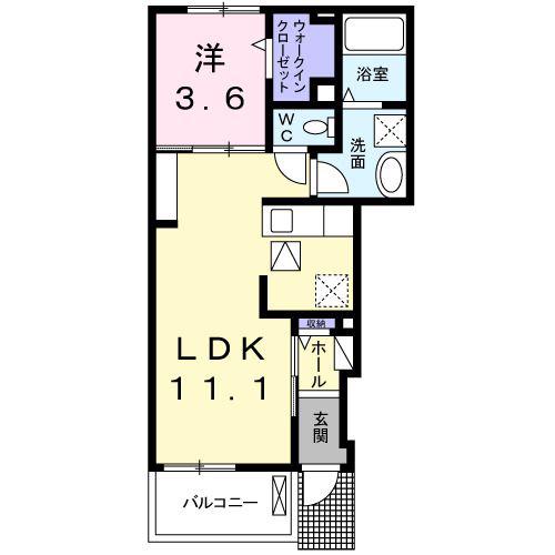 モデラート(1LDK/1階)の間取り写真